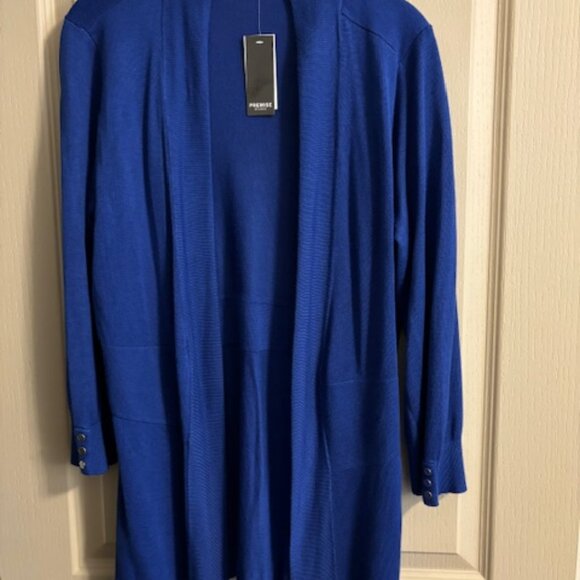 Premise Studio Women's L Open Front Blue Sweater Rayon/Nylon 3/4" Sleeves NWT - Picture 1 of 8